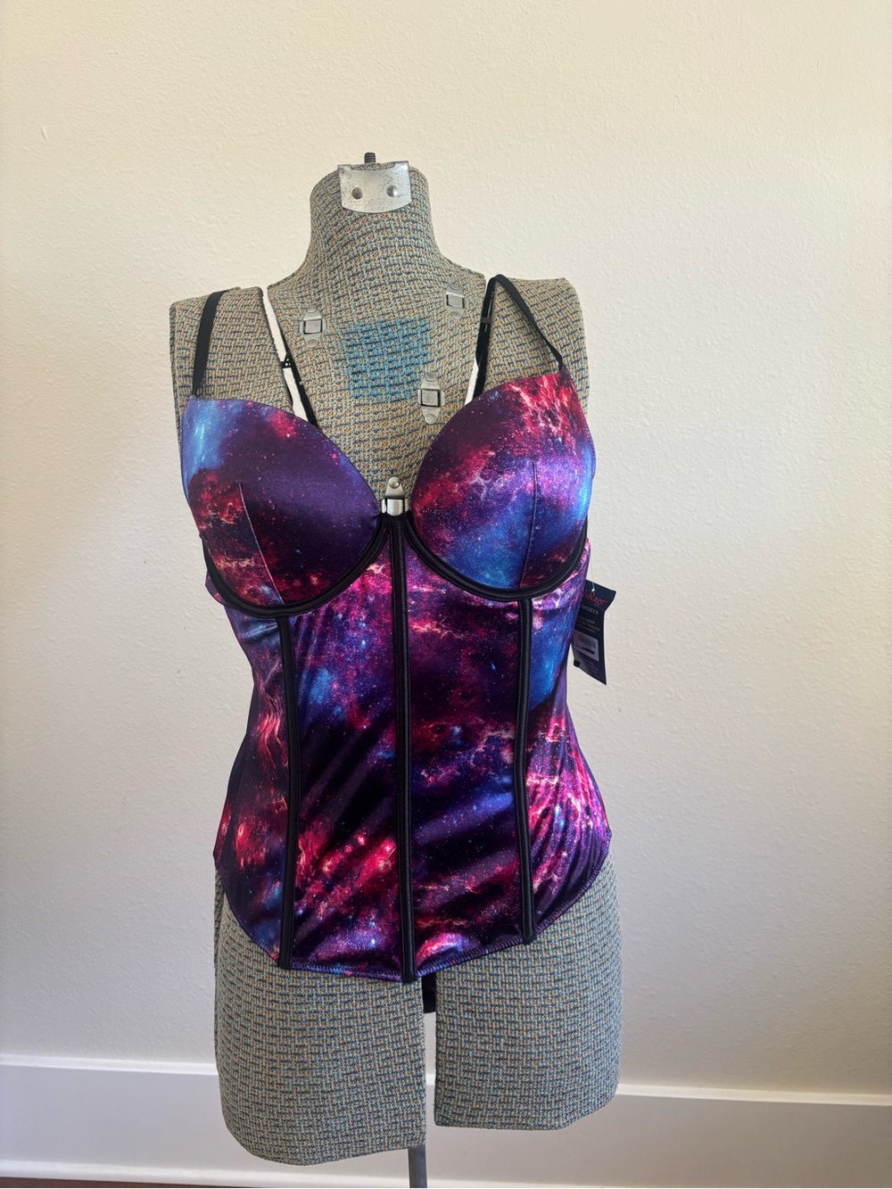 Galaxy Print Bustier Shapewear Top in Purple Pink Blue